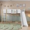 Taoplay Kinderbett Hochbett Spielbett Jugendbett 90x200cm mit Rutsche Kiefer Weiß