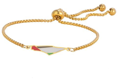 Palestine Map Bracelet for Women Star of David Bangle Map Country Flag Print Adjustable Bracelet Bring Them Home Now Patriotic Israel Jewelry Judaica Gift (map gold)