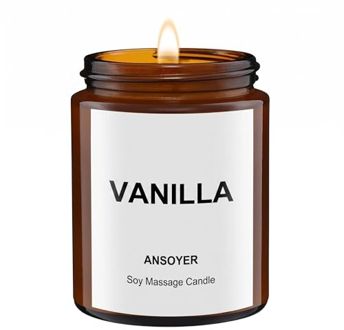 Low Temperature Massage Oil Candles for Massage Therapy - Soy Massage Candles for Relaxation- Date Night's Gift, Body Oil & Lotion Scentd Candles,128g | (Vanilla)