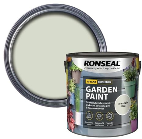 AOC24 Garden Fence Paint 2.5l – Multi-Surface Exterior Paint for Wood, Brick, Metal, Stone & Terracotta – Waterproof, Resists Fading, Matt Finish for Sheds, Fences, Garden Furniture Mountain Mist