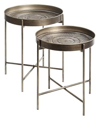 HAKU Möbel Beistelltisch 2er Set, Kupfer, Metall - Maße: H 49/56 x Ø 42/48 cm, Style: Urban Collective