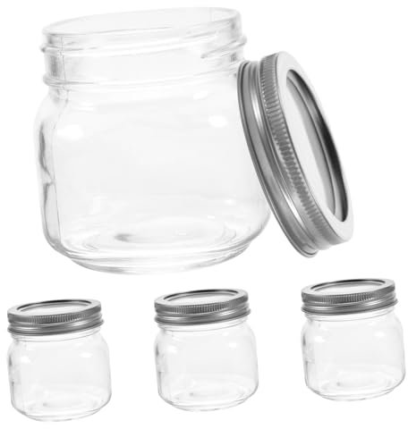 SOIMISS 4pcs Glass Sealed Can Bottles Airtight Jar for Fruit Salad Small Jelly Jars Lid for Kitchen Containers