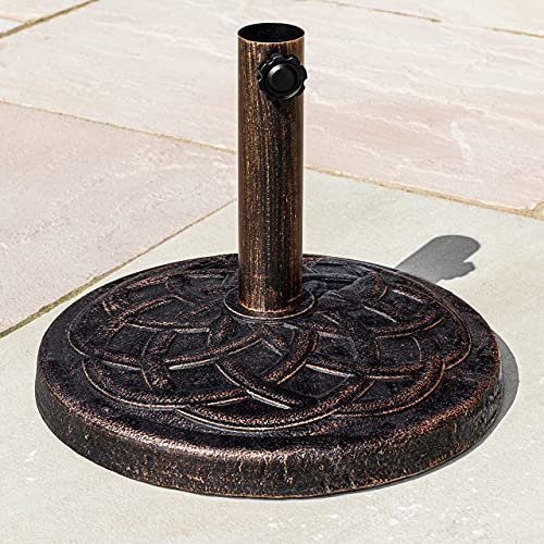 Harrier Parasol Base Weights | Heavy-Duty Garden Umbrella Stands – Multiple Sizes & Styles for Parasols – Weatherproof & UV Resistant (9kg Bronze Base)