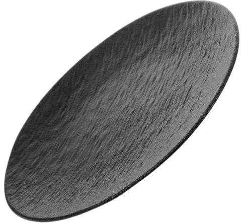 FUNNETOYU Ceramic Dinner Plate Matte Stoneware Dish with Elegant Rock Texture Microwave Safe Modern Flat Dinnerware for Salad Steak Kitchen and Restaurant Use Black
