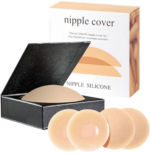 Geunisin Nipple covers for women 2 Pairs Breathable Reusable Seamless Hypoallergenic Silicone Pasties Invisible Adhesive Breast Petals Stickers on Bra Skin Friendly Nipple Protection Fit A to D