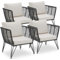 tectake® 4er Set Lounge Sessel, Rattan Sessel, Loungesessel, Gartenmöbel Set, Balkon Möbel, Outdoor Möbel, Lounge Gartenmöbel, Gartenstühle, Balkonmöbel Kleiner Balkon, Wintergarten