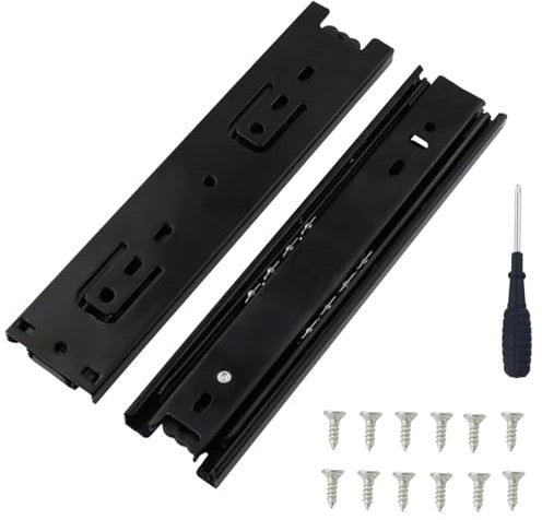 GIVIHGETI 2 Stück Schubladenschienen 200 mm Kugelauszug, Schubladen Auszugsschienen 20 cm Schubladen Scharniere, Schubladenführung für Küchenschrank, 45 kg Tragkraft, Schwarz