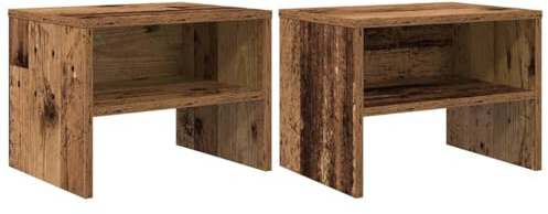 vidaXL Nachttischset aus altem Holz, 2 Stück, braun, 40 x 30 cm, rustikaler Stil, stabile Aufbewahrung mit Regalböden, wetterfeste Struktur für Deine Schlafzimmerdekoration, Kleiner Holzwürfel