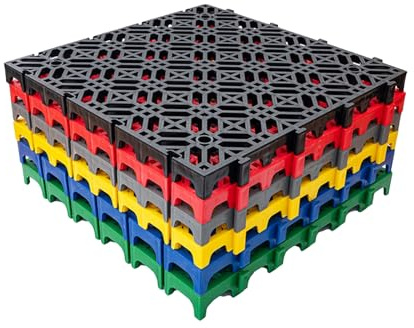 Piastrelle per pavimenti drenanti ad incastro, Piastrelle for pavimenti modulari ad incastro for esterni 40x40x3cm, multicolore, confezione da 4-20 pezzi(Color 1,4 pieces)