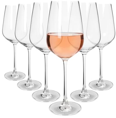 Argon Tableware Knightsbridge Crystal Rosé Wine Glasses 540ml - Pack of 6, Lead-Free Crystal Wine Glass Set, Tulip Bowl Design, Durable Pulled Stem, Gift Boxed Glassware for Home & Bar
