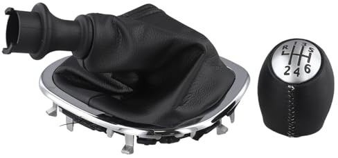 WheatThrive Schaltknauf Schaltknauf Schaltknauf Schaltsack für Renault Trafic III 2014-2019 Opel Vivaro B Fiat Talento Leder Ersatz Matt Silber Schwarz Set