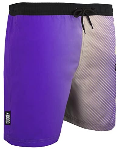 GUGGEN Mountain Badehose für Herren Schnelltrocknende Badeshorts B13 mit Kordelzug Beachshorts Boardshorts Schwimmhose Männer mit Muster Lila Cream M