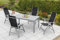 MERXX 5tlg. Carrara Set schwarz, 4 Carrara Klappsessel, 5-Fach verstellbar, 1 Tisch, 150 x 90 cm