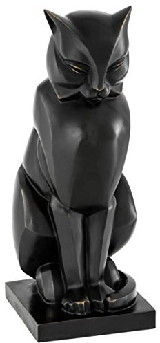 Casa Padrino Luxus Bronzefigur Katze 17,5 x 21 x H. 46 cm - Art Deco Figur
