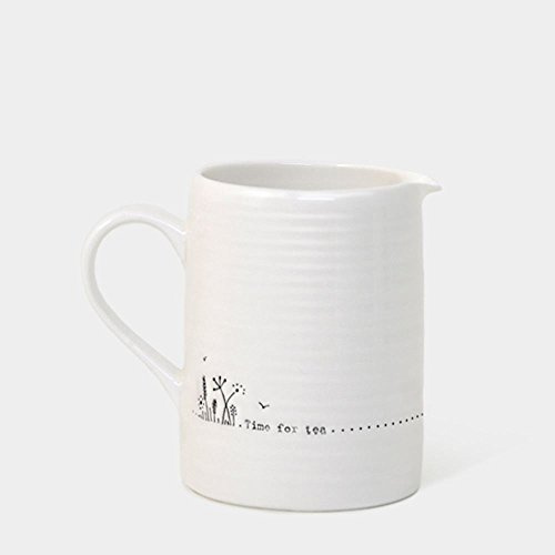 East of India Wobbly Jugs Small and Large Porcelain Various Styles Gift Boxed Keepsake (Small - Time for tea)