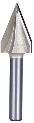HUHAO 1PC Router Bits 45 Degree V Groove Bit 1/4 Inch Shank Cutting Tool 19/32 Inch Cutting Dia CNC V Bit for Woodworking Door Engraving