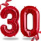 FUNXGO Folienballon Zahl in Rot- Riesenzahl ca.100cm Ballon - Folienballons für Luft oder Helium als Geburtstag, Hochzeit, Jubiläum oder Abschluss Geschenk, Party Dekoration (Rot [ 30 ])