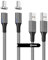 NetDot Gen10 USB-C Nylon Braided Magnetic Fast Charging Cable with Side LED compatible with Type-c Device(1.5m/2 pack gray)