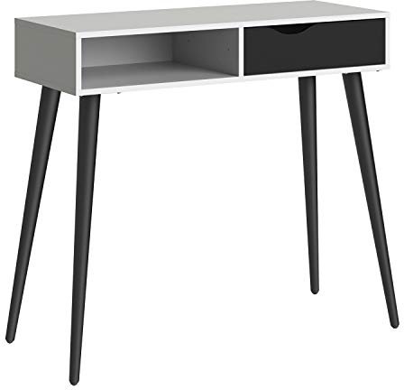 Furniture To Go Table Console Oslo 1 tiroir 1 étagère Blanc et Noir Mat