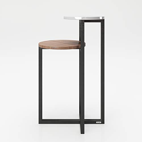 PLAYBOY Beistelltisch mit 2 Ablagen, weiss/nussbaum mit mattem Metallgestell in schwarz, Retro-Design, Blumensäule, Nachttisch, Lounge, Dielenmöbel, Pflanzenständer