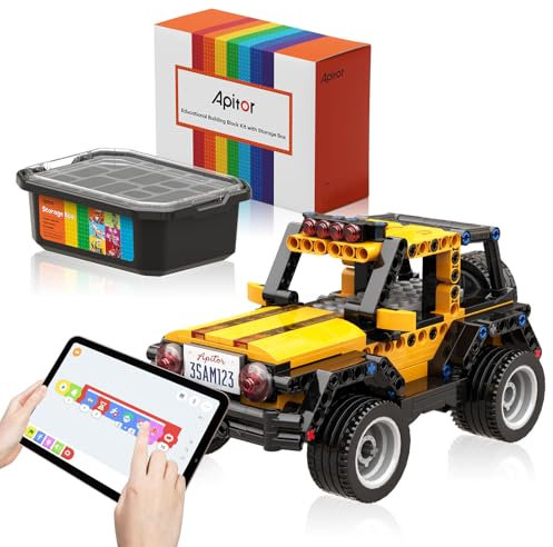 Apitor Roboter R Smart Roboter Baukasten mit Aufbewahrungsbox, 4-in-1 Programmierbare App Fernsteuerung, Auto Spielzeug, pädagogisches Programmiergeschenk für Jungen und Mädchen 6-12 Jahren