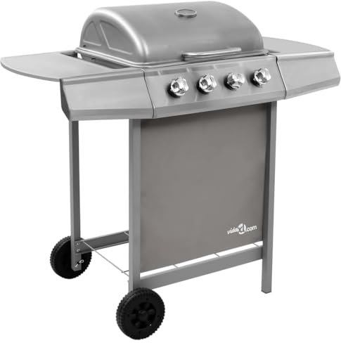 vidaXL Barbecue Gril à Gaz avec 4 Brûleurs Gril d'Extérieur Grille de Cuisson Barbecue de Jardin Barbecue d'Extérieur Barbecue de Terrasse Argenté