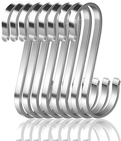 Confezione da 16 ganci a S in acciaio inox, ganci in metallo resistenti per utensili da cucina, ufficio, bagno, armadio, officina, garage, ufficio, casa