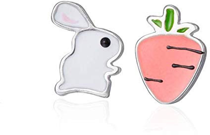 BlackAmazement 2er Set Ohrstecker Ohrringe Hase Häschen Karotte Mohrrübe Rabbit Cartoon Damen