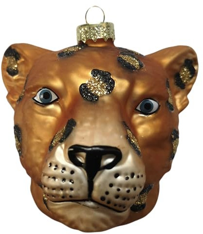 Tiger Leopard Gepard Kopf Weihnachtsbaumkugel Glas Christbaumschmuck Weihnachten