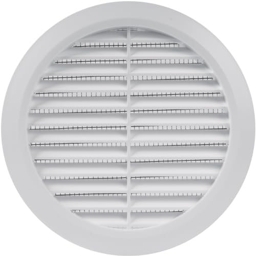 Vent Systems Couvercle d'aération blanc 125 mm - Fentes d'aération rondes - Couvercle de barbecue - Protection contre les insectes intégrée - Ouvertures d'aération CVAC pour salle de bain, bureau à