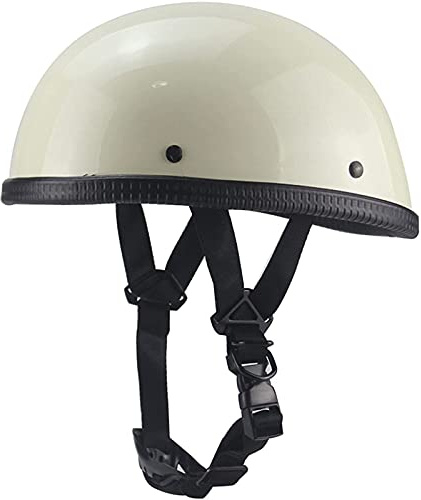 Retro Helm Half Helmet Beanie Herren und Damen für Wheeling Motorcycle Classic Chopper Helm für Cruiser Deutsches DOT/ECE-zugelassenes Modell,Weiß,L 59~60cm