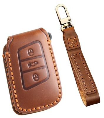 ontto Autoschlüssel Hülle Passt für Skoda Superb A7 Kodiaq VW Magotan Passat B8 CC Tiguan MK2 Jetta Leder Fernbedienung Cover Schlüsselhülle Schlüsselanhänger Schlüssel Schutz Etui 3 Tasten-Braun