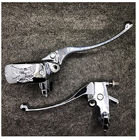 SOWUDM Motorrad Bremshebel 2 stücke Chrom Universal Motorrad rechts Links 22 mm hydraulische Bremspumpe Hauptzylinderkupplungshebel-Scheibe Bremse kupplungshebel