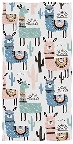 Lama Kaktus Handtücher 16x30in Ethnische Alpaka Wüste Tiere Badezimmer Handtuch Weiches Saugfähiges Kleines Badetuch Küche Geschirr Gästetuch Dekorationen