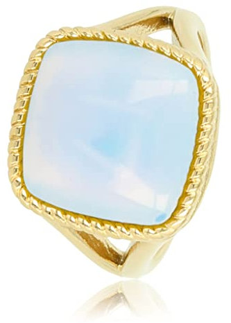 My Bendel Siegelring Gold mit weißem Quarz Edelstein- Stylischer Ringe für Damen mit echtem Edelstein - Bleibt schön und Verfärbt Nicht - Stapeln Ringe - mit Luxuriösen Geschenkverpackung