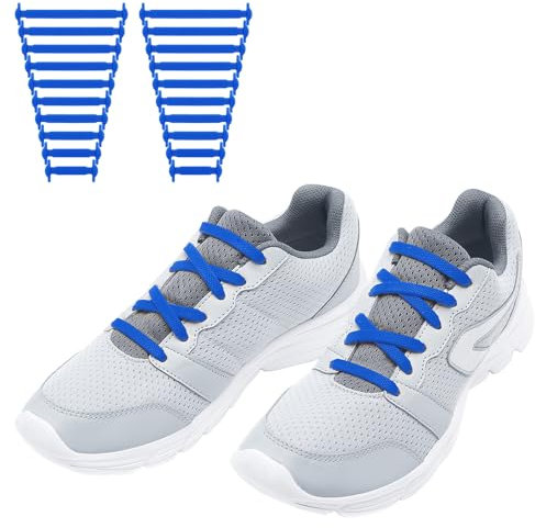 RJ-Sport (20 Schnürrlie's Elastische Silikon Schnürsenkel flach für Kinder und Erwachsene - perfekter schleifenloser Schnürbänder Ersatz(Blau)