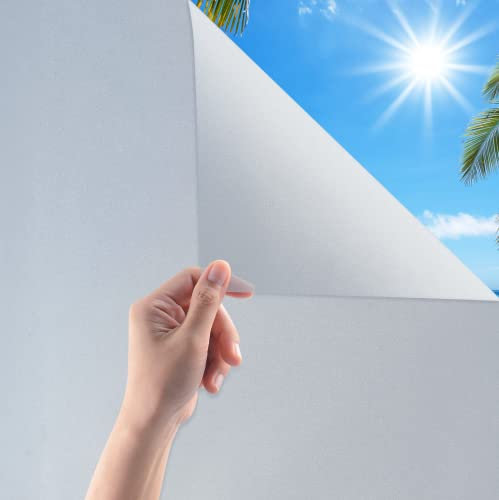 Lámina Opaca para Ventana, autoadhesiva, 44,5 x 200 cm, lámina de Vidrio opalino, estática, protección Visual, protección UV, para baño