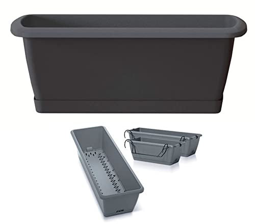 Prosperplast Jardinière pour Balcon Easycare, Dimensions (mm) 593 x 190 x 140, Couleur Anthracite