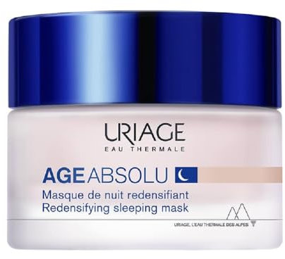 Uriage Age Absolu Straffende Nachtmaske Maske mit RETINOL, HYALURONSÄURE & SHEA-BUTTER - Booster Procollagen X6 - Reduziert Falten sichtbar - Frische & ultra-angenehme Textur - 50ml