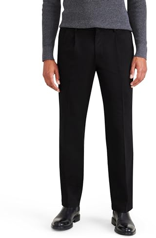 Dockers® Men's Signature Khaki Classic Fit Iron Free with Stain Defender® - Pleated (Regular and Big & Tall), Beautiful Black, 36W x 32L