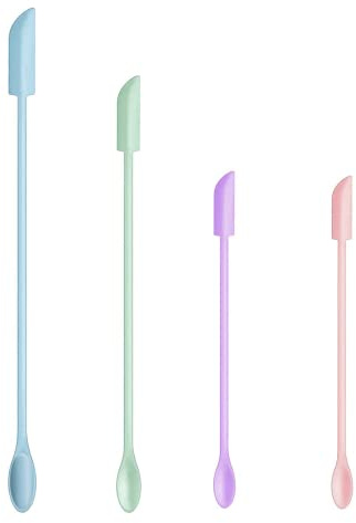 4 Pcs Silicone Spatula Set Mini Jar Scraper Small Silicone Spatula Makeup Spatula Mini Spatula Lotion Stirrer Get Last Drop from Food Bottles Beauty Products (Grace Colors)
