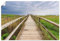 ARTLAND Wanddeko Poster & Kunstdrucke Wandposter 120x80 cm Querformat Küste Idyll Wattenmeer Gräser Holz Brücke Weite Sicht Ostsee Amrum U4PU