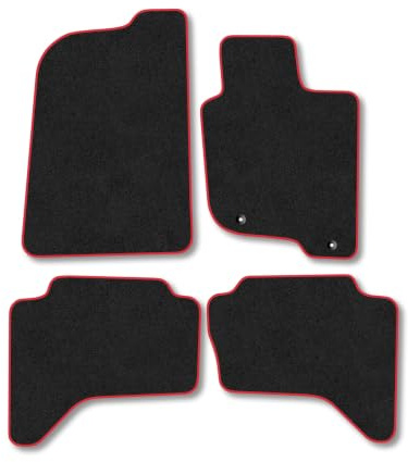 Mitsubishi L200 (2006-2015) Carpet Car Mats | Red Edge Trim Tailored Fit Floor Mats Full Coverage Protection Accessories Easy Clean Anti Slip Made in the UK