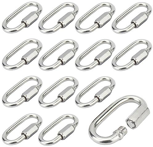 12 Pezzi Moschettone a Vite M5 Connettori a Moschettoni con Chiusura a Vite Acciaio Inox 304 Blocco Moschettone Avvitabile con Tappo a Vite Moschettone Fisso