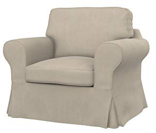 Soferia Sesselschoner Kompatibel Mit EKTORP Sessel Sesselbezug Sesselüberzug Sesselhusse Cover Einfache Reinigung Allergiefrei Wasserabweisend Majestic Velvet Beige