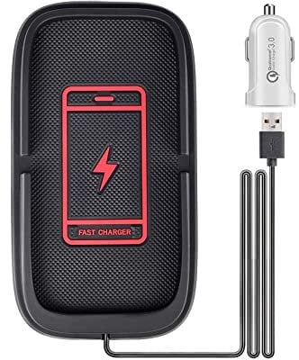 Wireless Car Charger, 15W Wireless Charger Pad for Car Non-Slip Cordless, Cell Phone Charging Pad with QC 3.0 USB Adapter Kit for iPhone 16/15/14/13/12 Series, Galaxy S23/22/21/10/9/8