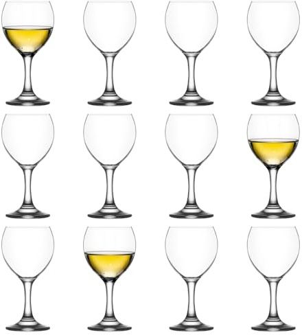LAV 12x 210ml Misket White Wine Glasses - Small Dishwasher Safe Glass Wedding Christmas Birthday Party Drinking Glassware Goblet Gift Set