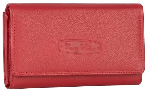 EAAKIE RFID Damen Geldbörse Portemonnaie Geldbeutel Damenbörse Leder 14 Karten (Rot)