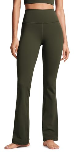 CRZ YOGA Women's Butterluxe High Waist Flared Leggings - 30.5 Bootleg Trousers with Pocket Bootcut Soft Casual Lounge Wide Leg Pants Olive Green 6