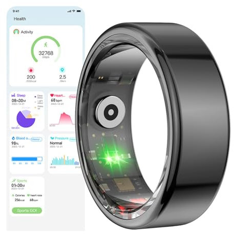 Smart Ring Health Tracker, Health Ring Smart Rings Avec Fréquence Cardiaque 24h/24 Et 7j/7, Suivi De L'oxygène Dans Le Sang Et Du Sommeil, IP68 D'activité De Remise En Forme Étanche (Black, 11)